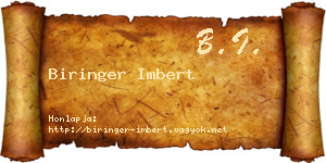 Biringer Imbert névjegykártya